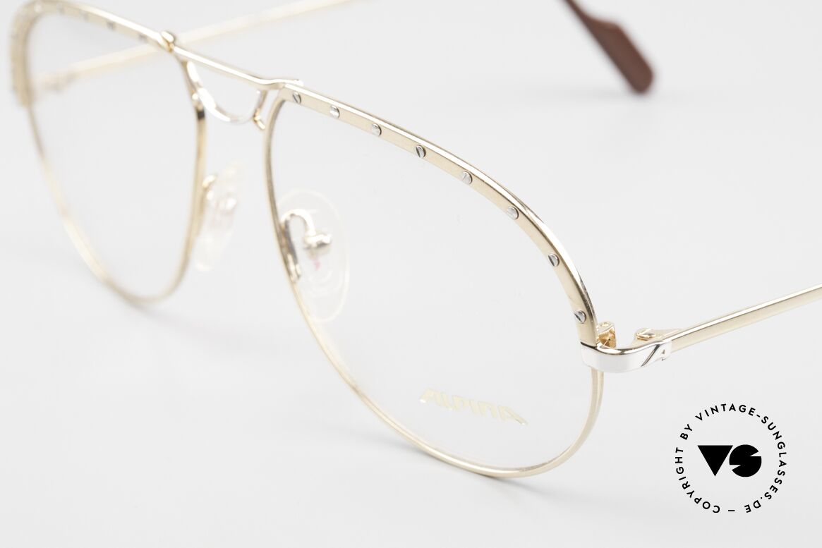 Alpina M1F767 Rare 90's Aviator Eyeglasses, never worn (like all our rare vintage Alpina eyewear), Made for Men