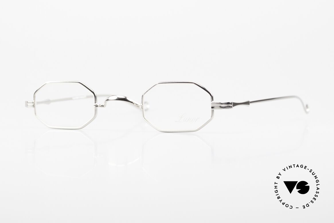 Lunor II 01 Octagonal Frame Platinum, small, octagonal vintage glasses of the Lunor II Series, Made for Men and Women