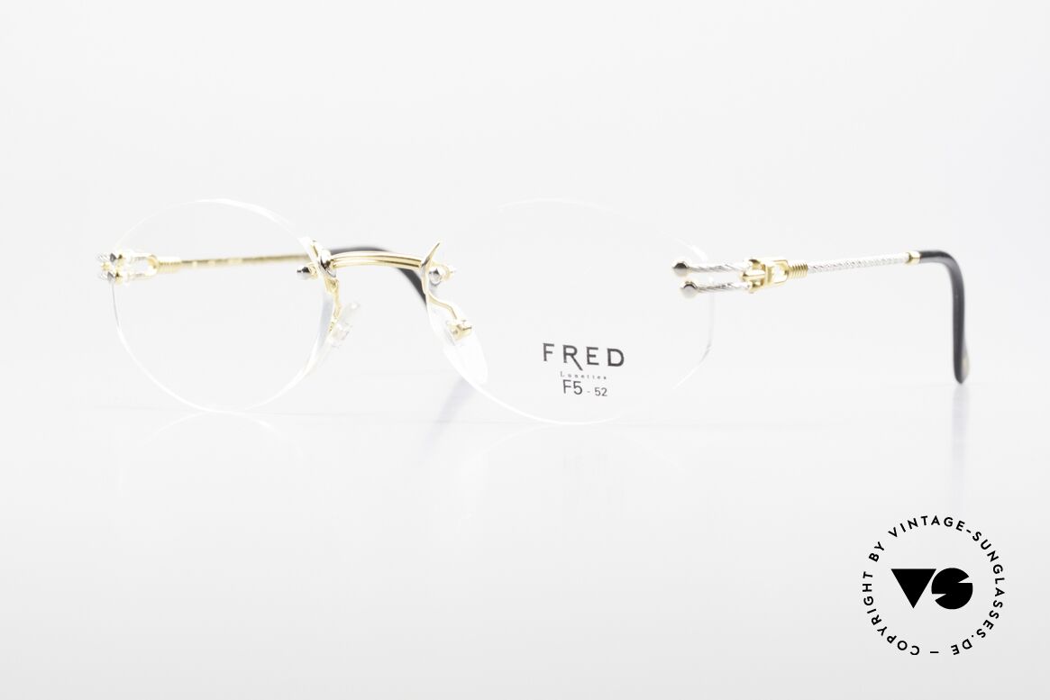 Fred Orcade F5 Oval Rimless Luxury Glasses, Fred glasses, Orcade F5, 52/20 with orig. demo lenses, Made for Men and Women