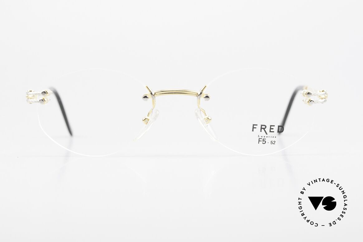 Fred Orcade F5 Oval Rimless Luxury Glasses, marine design (distinctive FRED) in top-notch quality!, Made for Men and Women