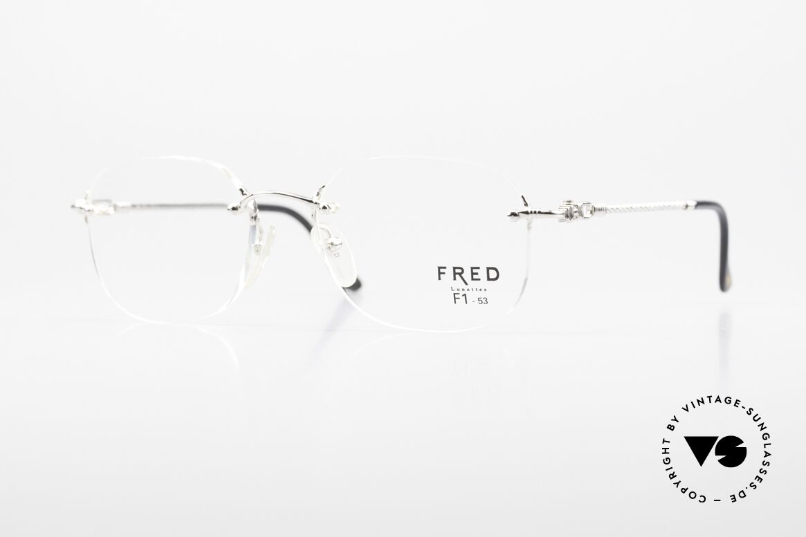 Fred Fidji F1 Rimless Luxury Frame Platinum, Fred glasses, model Fidji F1, 53/20, with DEMO lenses, Made for Men and Women