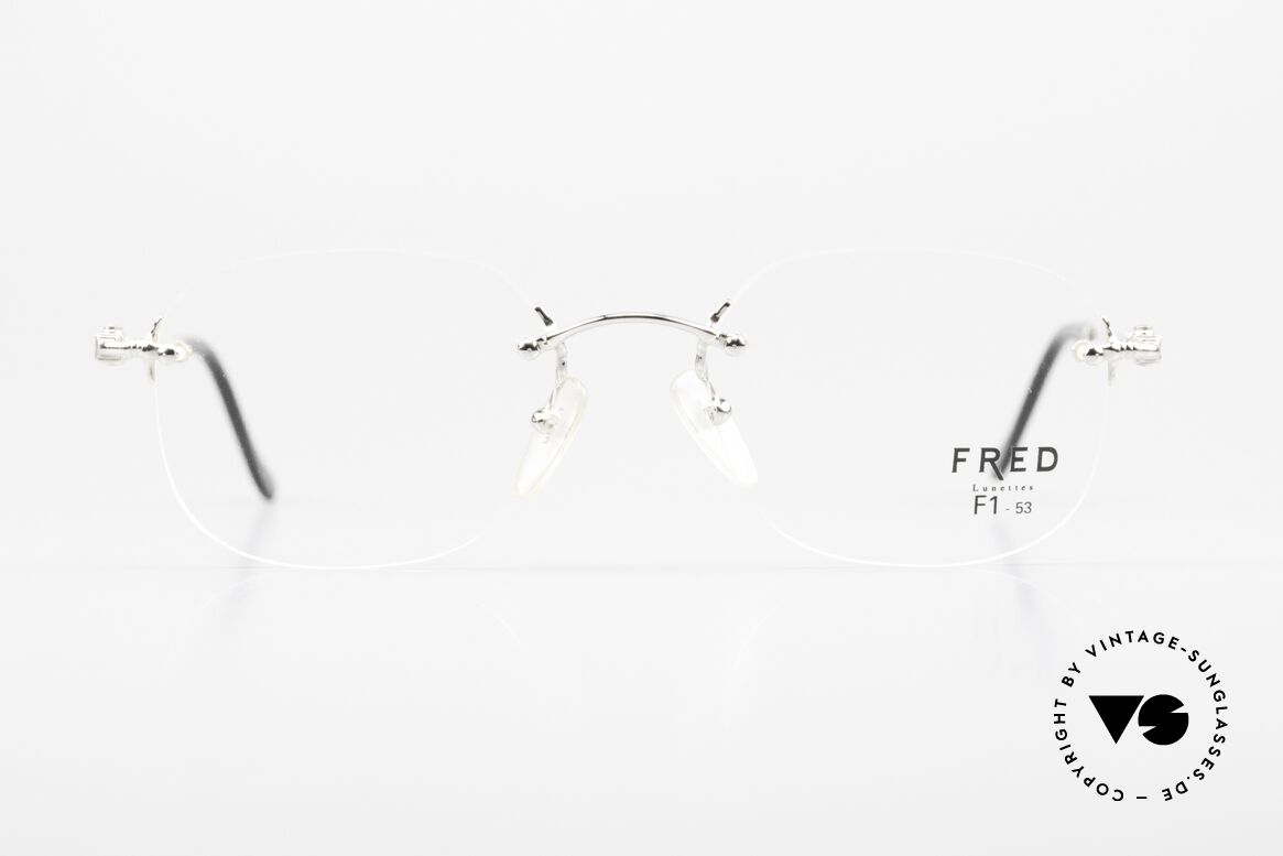 Fred Fidji F1 Rimless Luxury Frame Platinum, marine design (distinctive FRED) in top-notch quality!, Made for Men and Women