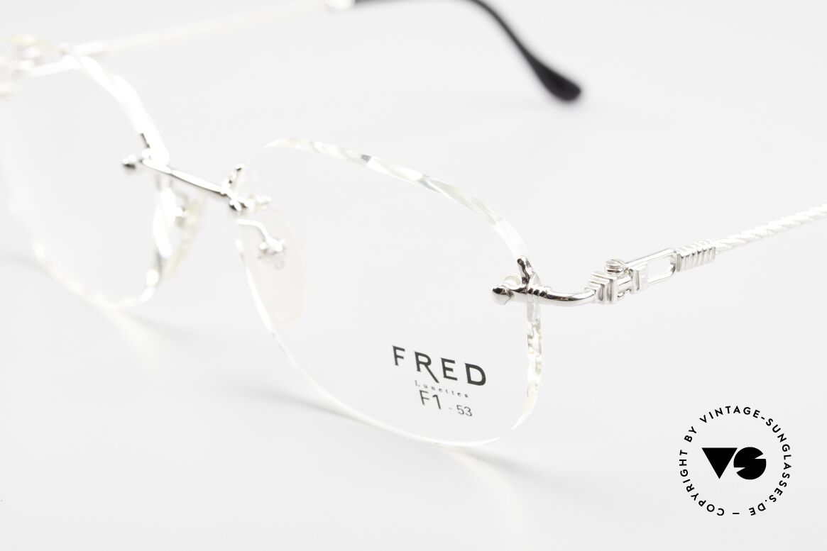 Fred Fidji F1 Rimless Luxury Frame Platinum, temples are twisted like a hawser; sailor's MUST HAVE!, Made for Men and Women