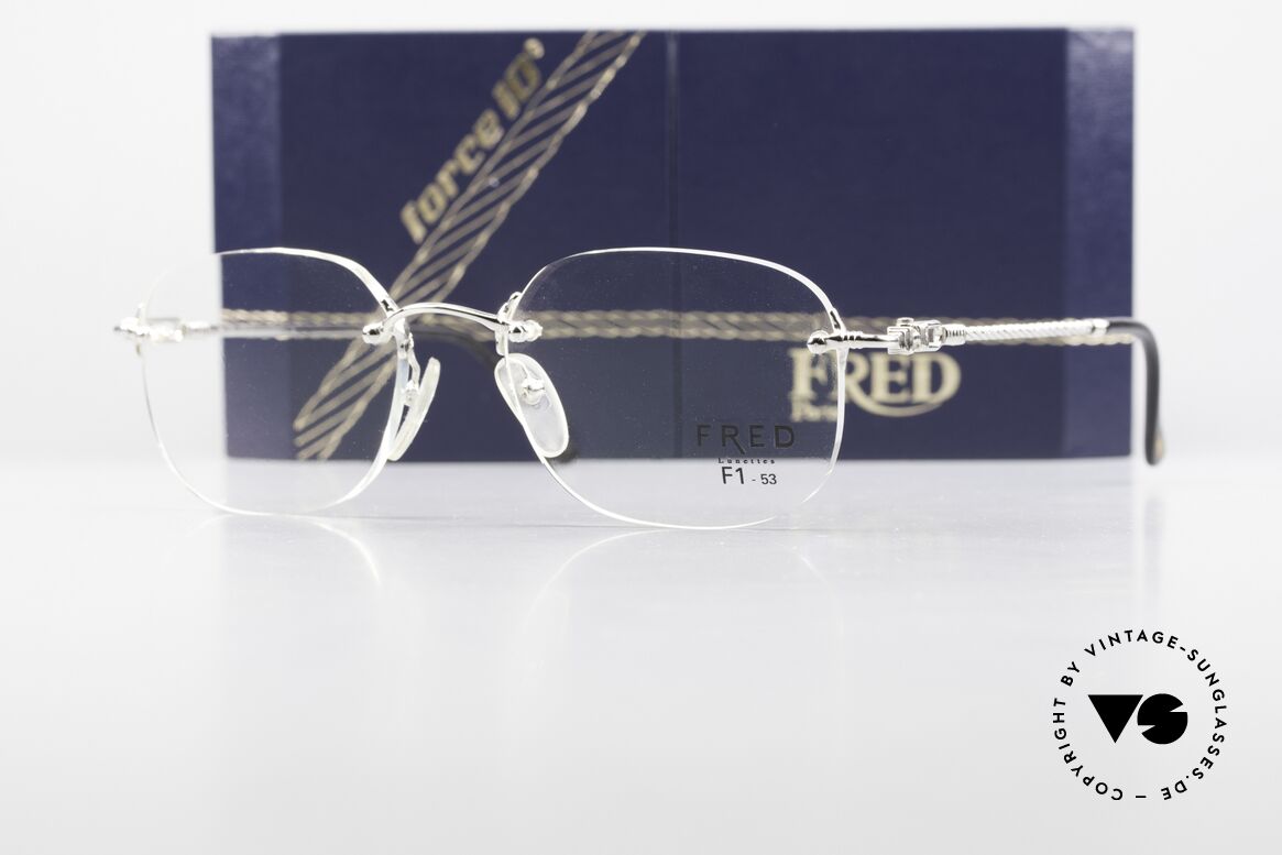 Fred Fidji F1 Rimless Luxury Frame Platinum, precious PLATINUM-plated frame with orig. case & box, Made for Men and Women