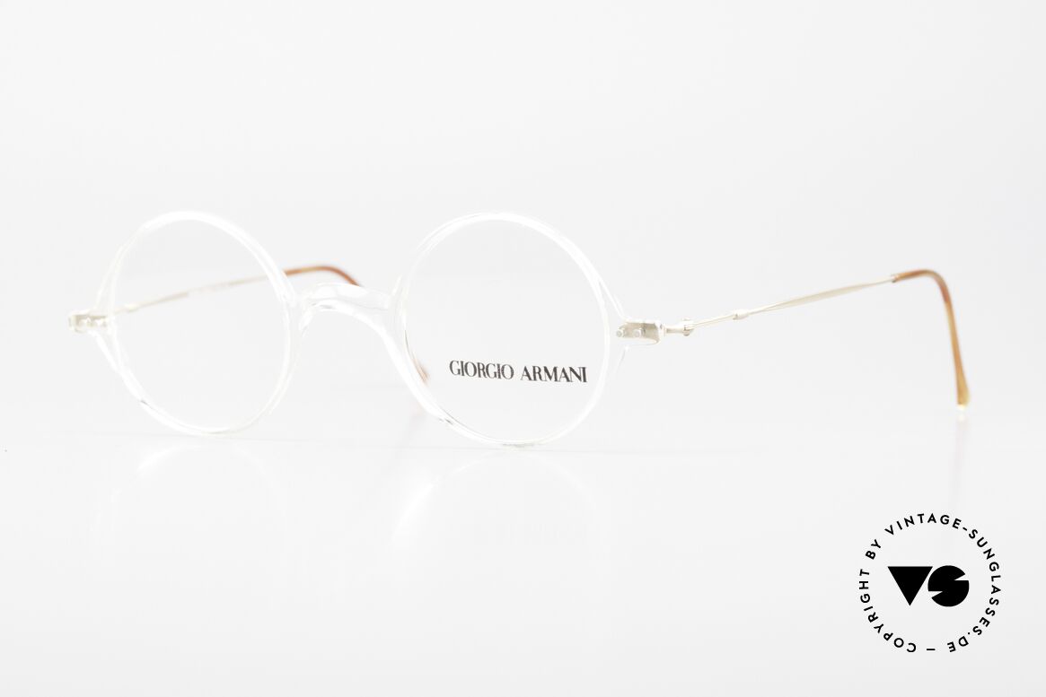 Giorgio Armani 365 Round Glasses Crystal 90's, Giorgio Armani, Mod. 365, col. 191, Gr. 41-23, 135, Made for Men and Women