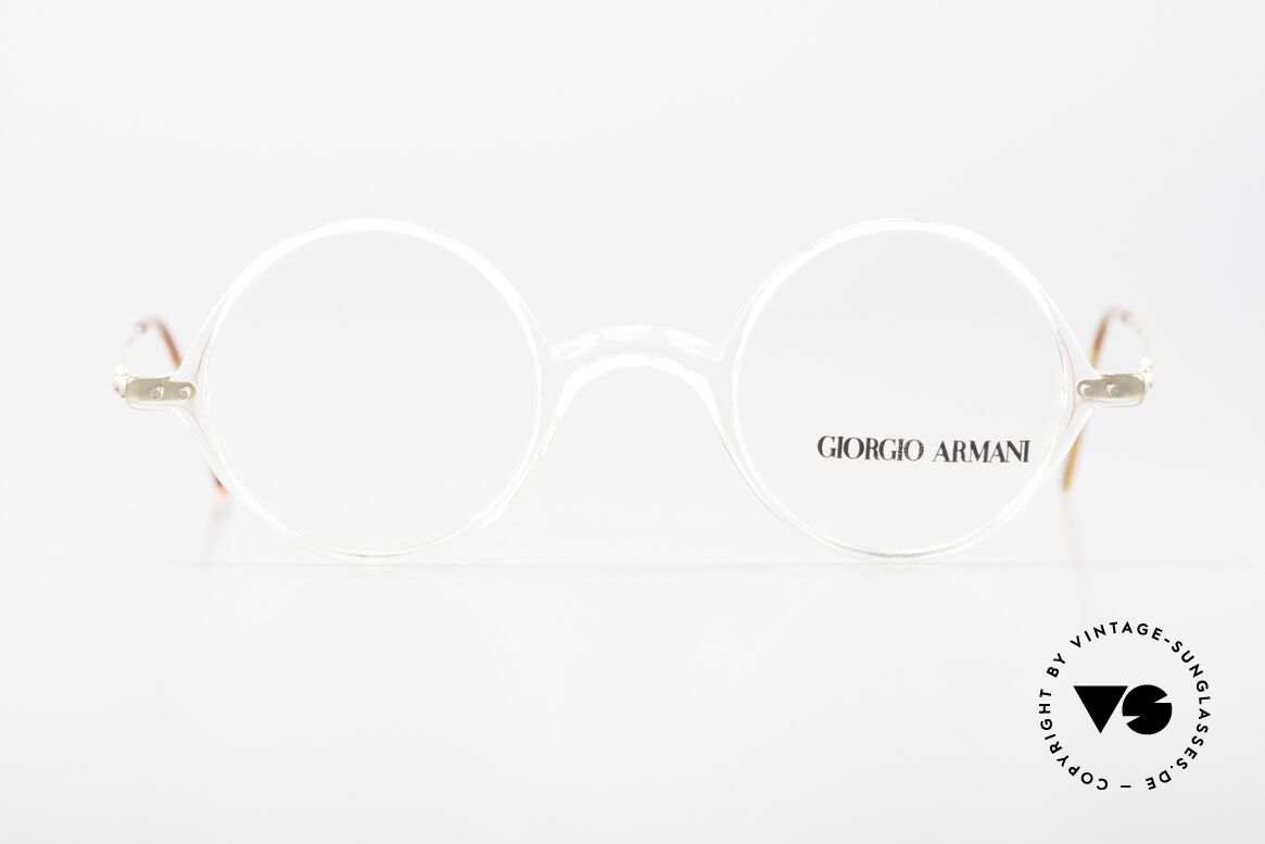 Giorgio Armani 365 Round Glasses Crystal 90's, plain & puristic Armani eyeglasses (unisex design), Made for Men and Women