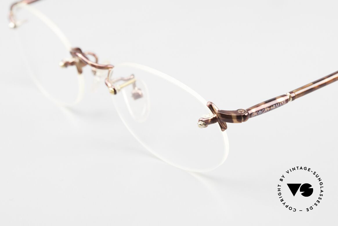 Giorgio Armani 195 Rimless Vintage Frame Oval, 1st class comfort thanks to flexible spring hinges, Made for Men and Women