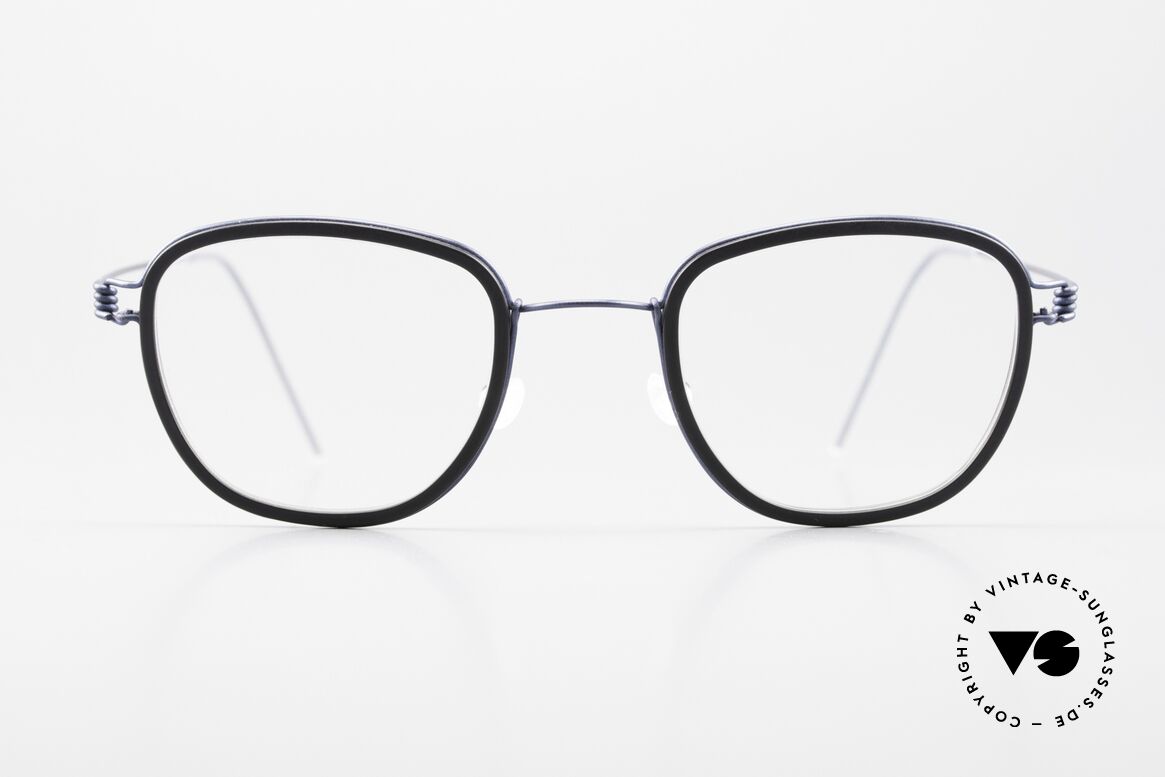 Lindberg Niels Air Titan Rim Unisex Frame Acetate Inner Rim, model NIELS in size 45-22, col. U13 (dark blue / black), Made for Men and Women