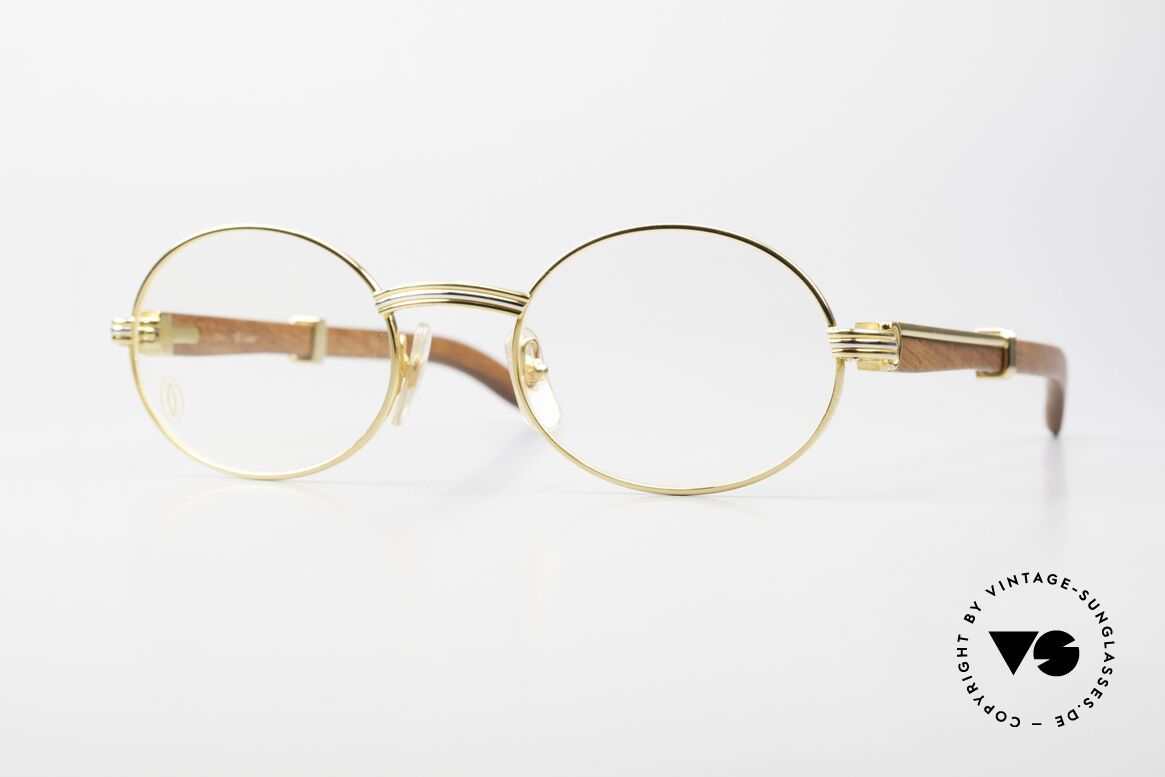 Cartier Giverny Oval Wood Eyeglasses 1990, precious oval CARTIER vintage eyeglasses from 1990, Made for Men and Women