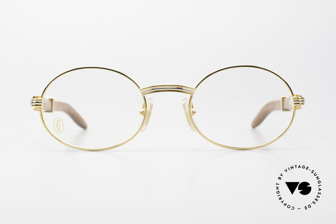 Cartier Giverny Oval Wood Eyeglasses 1990, made of African Bubinga Wood, in L size 53°22, 135, Made for Men and Women
