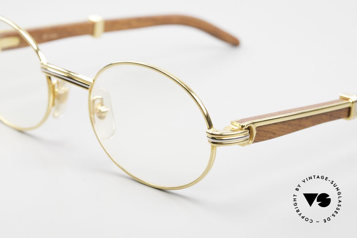 Cartier Giverny Oval Wood Eyeglasses 1990, oval gold-plated frame, pure luxury lifestyle, VERTU, Made for Men and Women