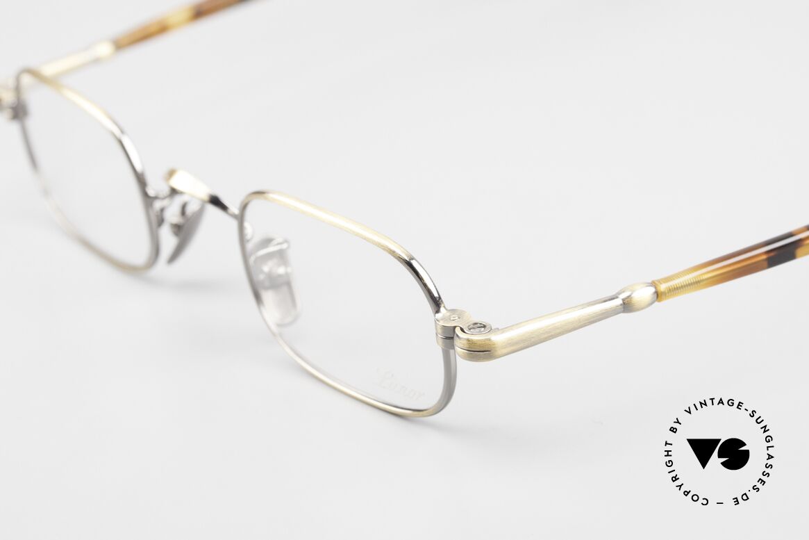 Lunor VA 104 Square Frame Antique Gold, model VA 104 = acetate-metal temples & titanium pads, Made for Men and Women