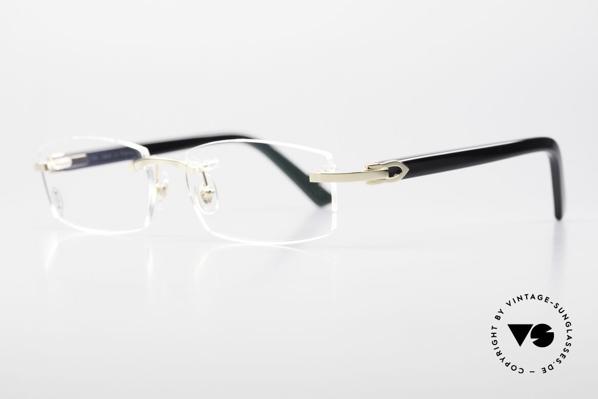 Cartier Canazei Rimless Luxury Frame Square, Canazei, shiny gold, champagne black, No. T8101077, Made for Men and Women
