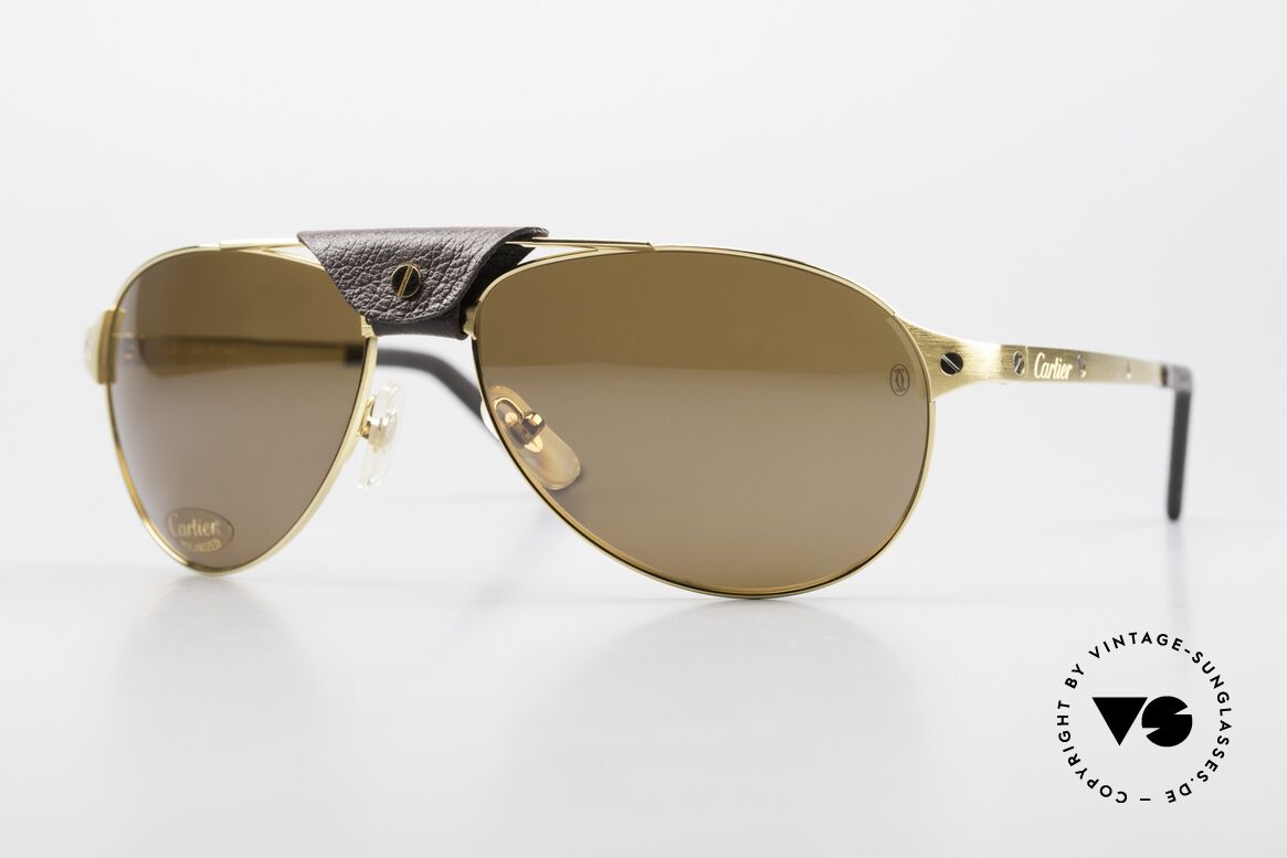 Cartier Santos Dumont Pilot Shades Leather Bridge, precious CARTIER Santos Dumont pilot sunglasses, Made for Men
