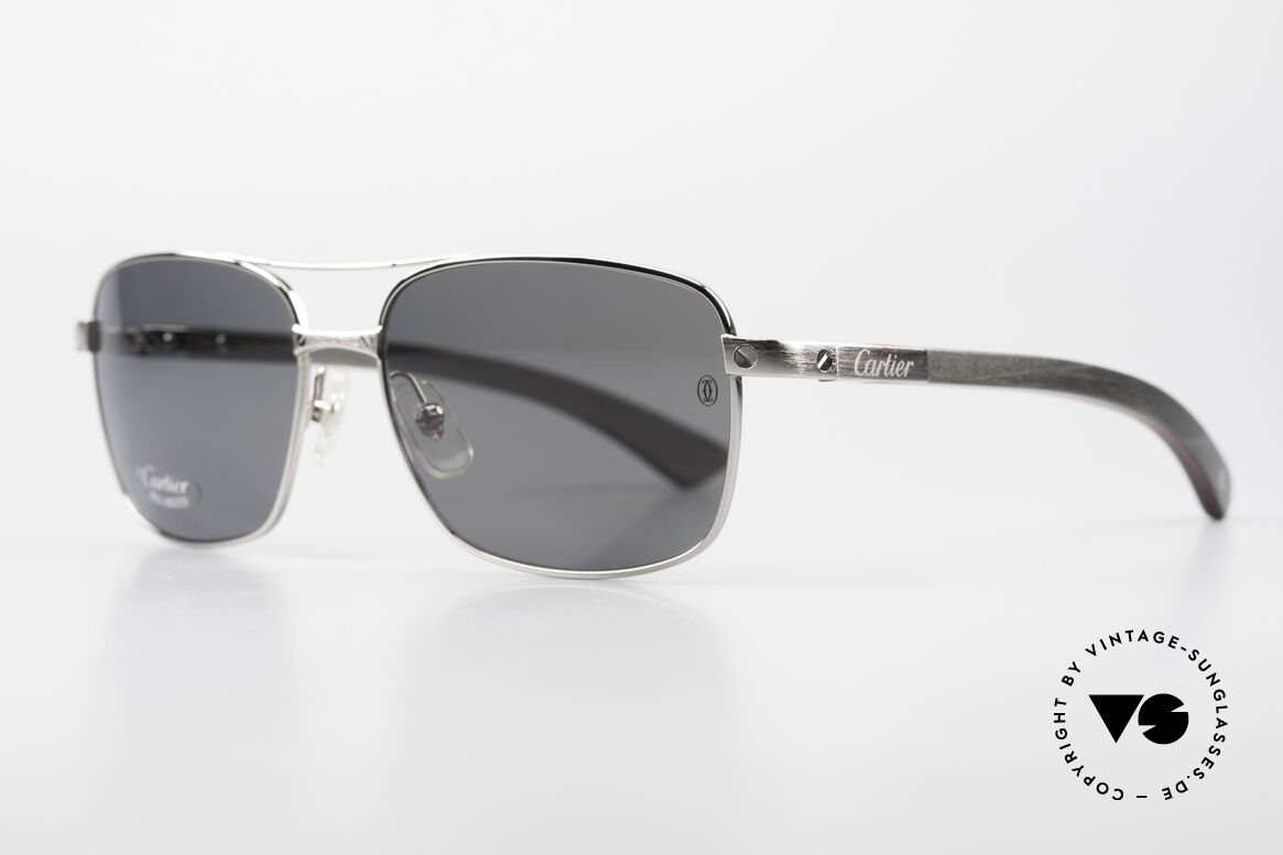 Cartier Santos De Cartier Wooden Shades Polarized, model = T8200783, platinum-plated, size 57x16x130, Made for Men