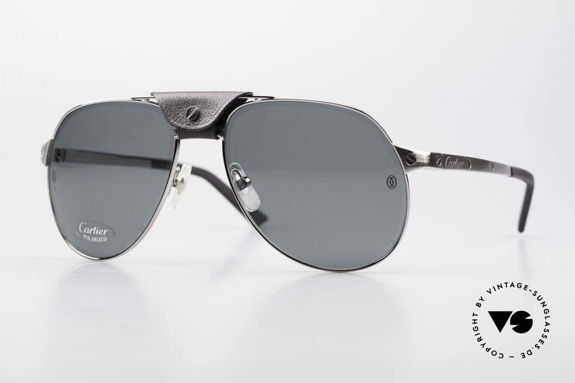 Cartier Santos Dumont Aviator Shades Leather Bridge, exclusive CARTIER Santos Dumont pilot sunglasses, Made for Men