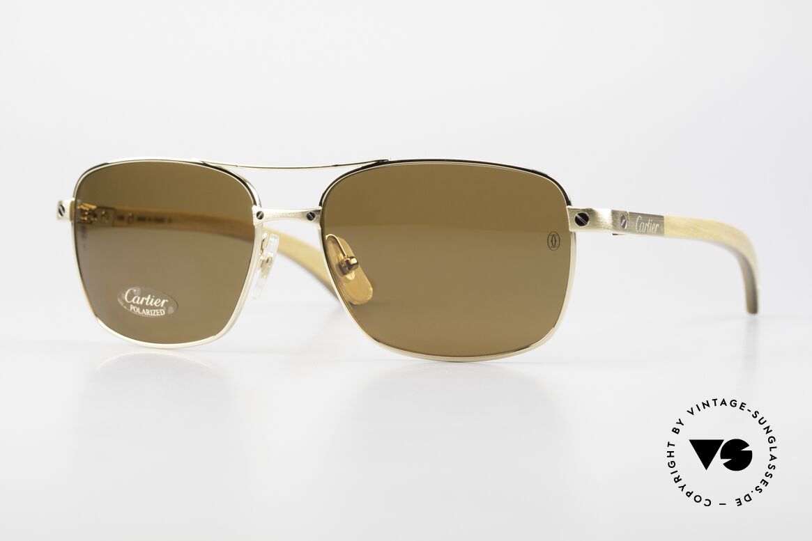 Cartier Santos De Cartier Wood Frame Pilot Polarized, precious Santos De Cartier aviator men's sunglasses, Made for Men