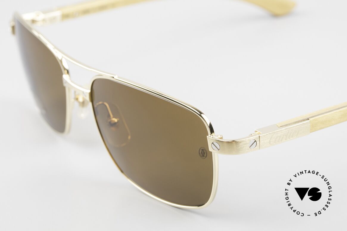 Cartier Santos De Cartier Wood Frame Pilot Polarized, "wood series": wood temples & flexible spring hinges, Made for Men