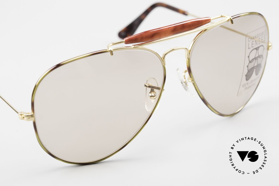 Ray Ban Outdoorsman II Tortuga Changeable Brown USA, unworn (like all our vintage Ray Ban B&L eyewear), Made for Men