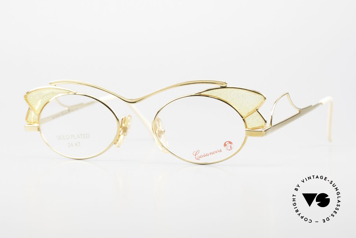 Casanova LC1 24kt Gold Plated Murano Glass, glamorous CASANOVA ladies glasses from the 80's/90's, Made for Women