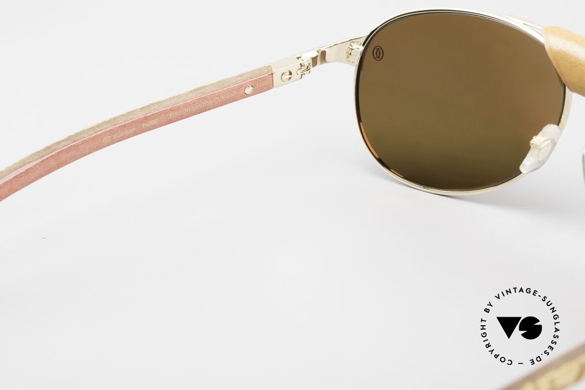 Cartier Santos Dumont Polarized Wood And Leather, Size: large, Made for Men