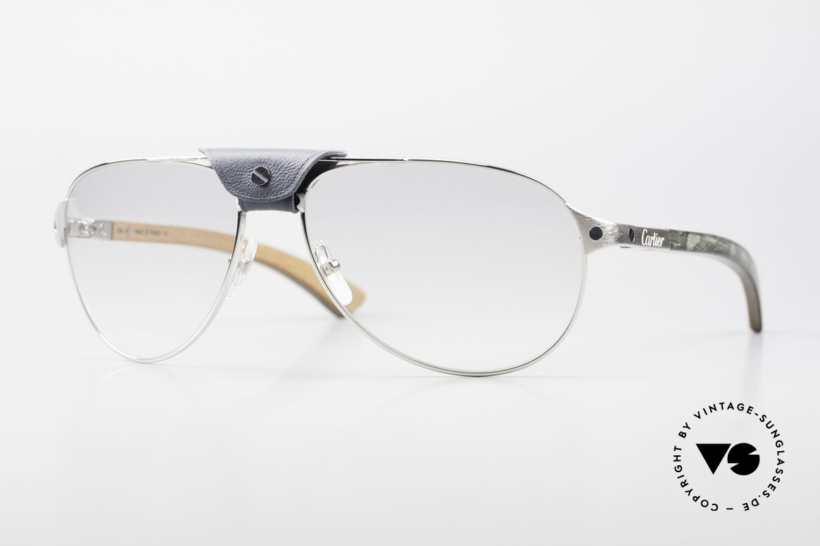 Cartier Santos Dumont Wood Frame & Leather Bridge, CARTIER Wood glasses of the Santos Dumont series, Made for Men