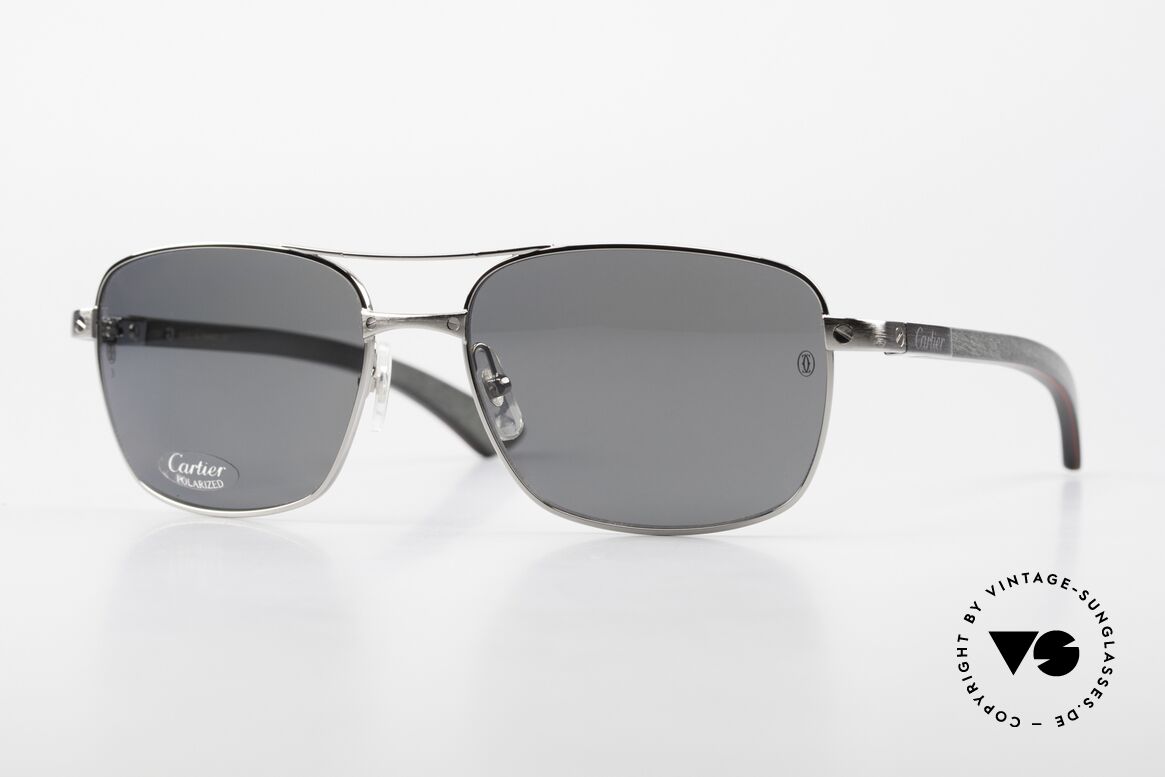 Cartier Santos De Cartier Large Wood Frame Polarized, precious Santos De Cartier aviator men's sunglasses, Made for Men