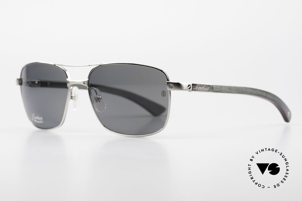 Cartier Santos De Cartier Large Wood Frame Polarized, model = T8200784, platinum-plated, size 61x18x135, Made for Men
