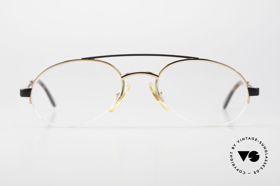 Bugatti 09211 Frame With Nylor Thread, oval metal glasses with flexible spring hinges, Made for Men