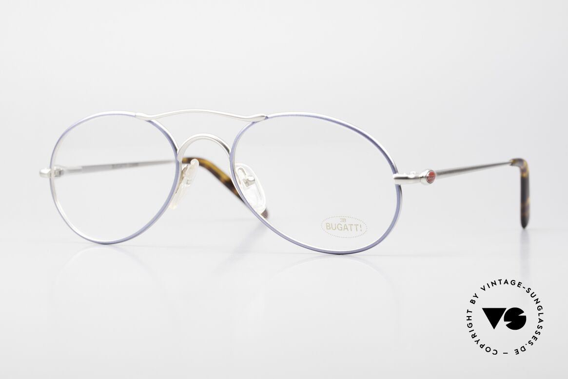 Bugatti 23488 Light Blue Metallic Silver, interesting Bugatti men's eyeglasses from the 90's, Made for Men