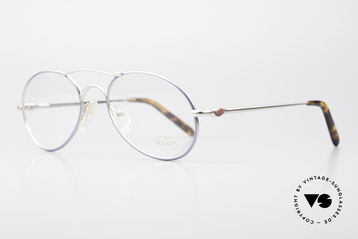 Bugatti 23488 Light Blue Metallic Silver, 1st class comfort (flexible spring temples); 56/20, Made for Men