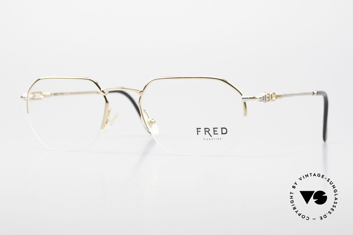 Fred Shetland Semi Rimless Luxury Frame, semi rimless luxury glasses by Fred from the 1990's, Made for Men