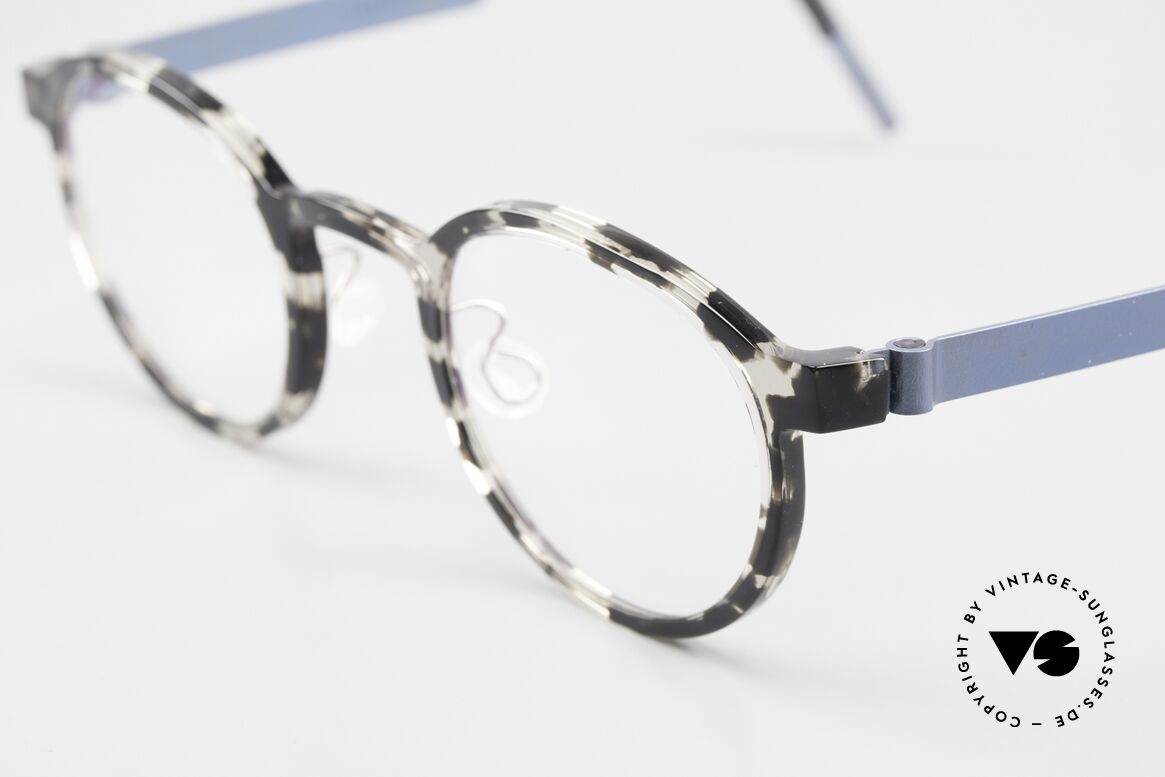 Lindberg 1014 Acetanium Round Specs Panto Mosaic, AI11: front looks like a mosaic; temples blue-metallic, Made for Men and Women