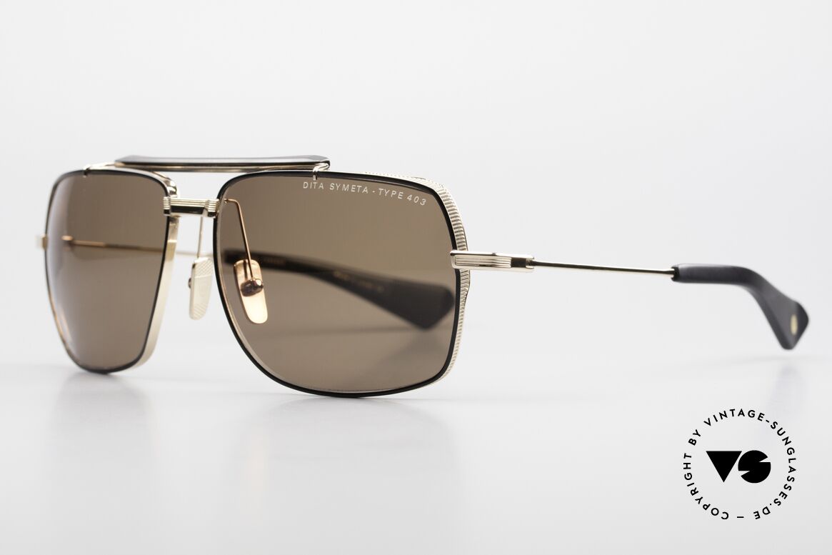 DITA Symeta Type 403 Flight Series Frame Black Gold, aviator glasses modified in "wrap around" design, Made for Men