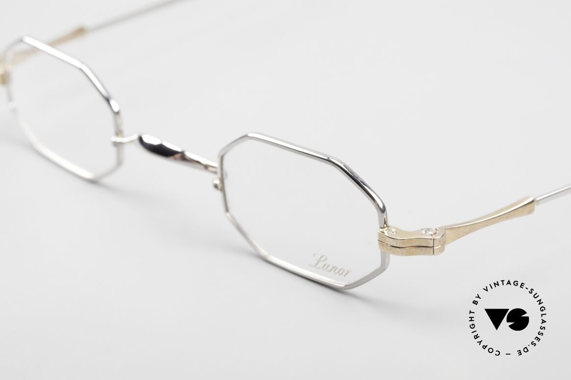 Lunor II 01 Octagonal Limited Bicolor, platinum-plated frame with temple joints in rosé-gold, Made for Men and Women