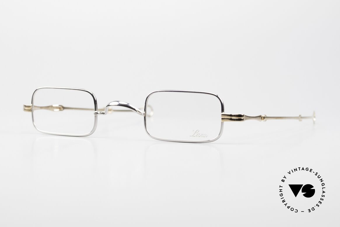Lunor I 13 Telescopic Square Eyeglasses Bicolor, very rare Lunor reading glasses with slide temples, Made for Men and Women