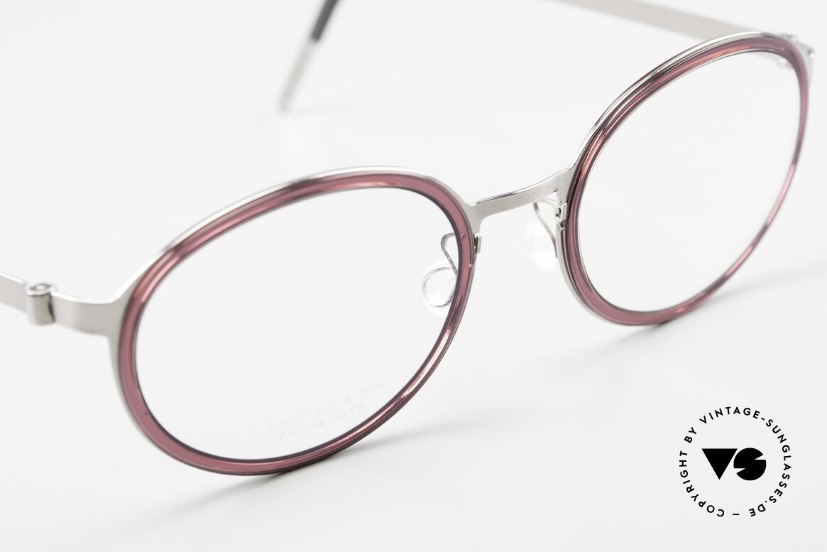 Lindberg 9740 Strip Titanium Oval Ladies Specs Raspberry, unworn, new old stock with original case by Lindberg, Made for Women