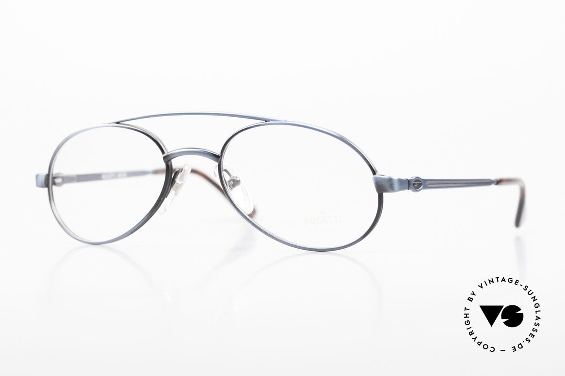 Bugatti 08128 Men's Frame Blue Metallic, classic Bugatti eyeglasses from app. 1995/96, Made for Men