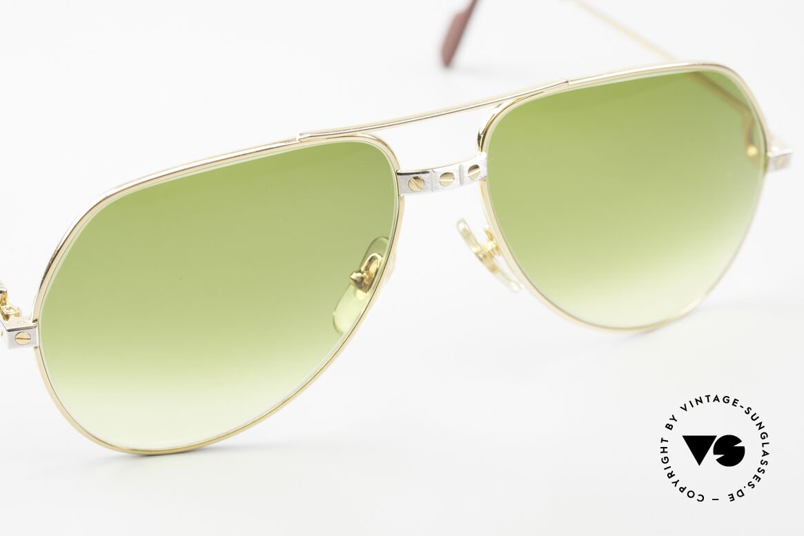 Cartier Vendome Santos - M Aviator Shades 1980's 1990's, ultra rare, new sun lenses (green-gradient; 100% UV), Made for Men and Women