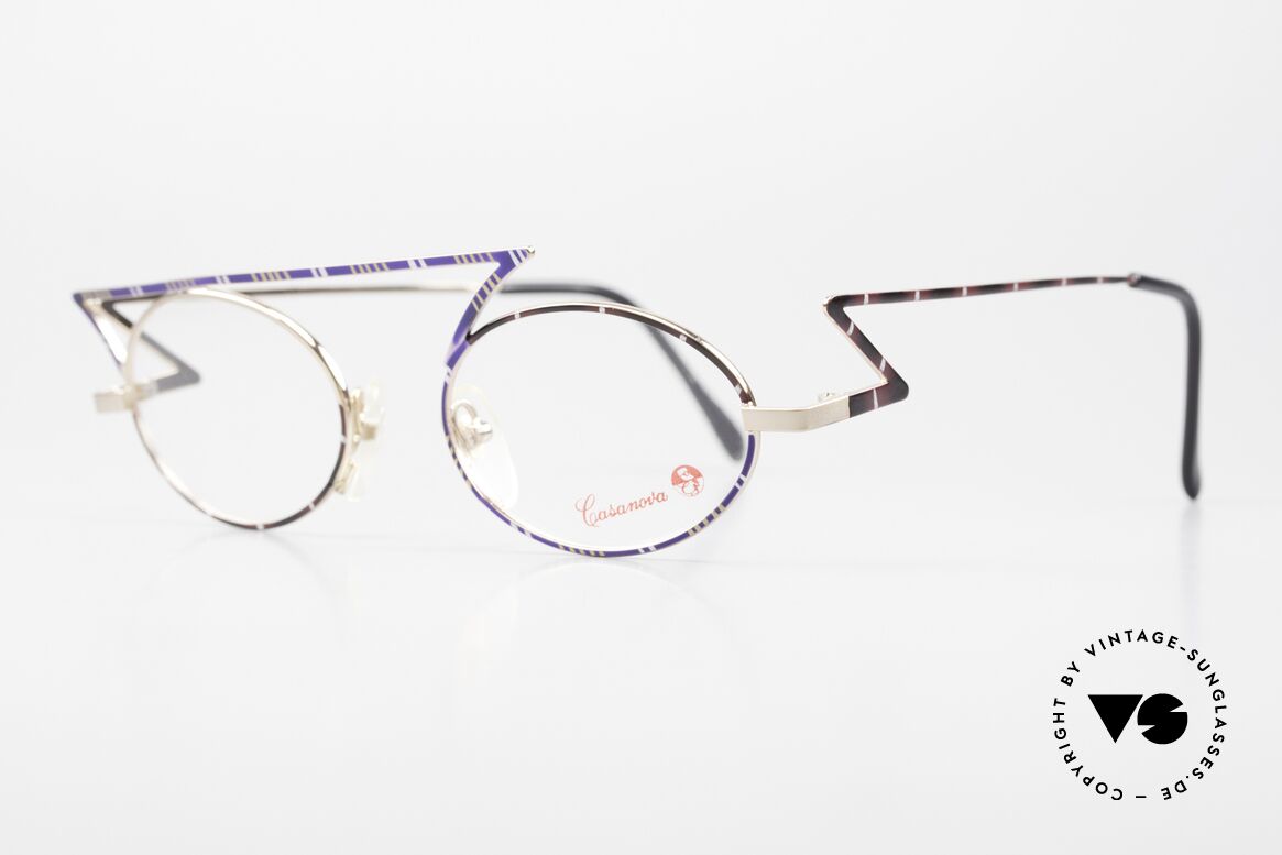 Casanova LC30 Designer Frame Art Nouveau, model is often called zig-zag glasses or "flash frame", Made for Men and Women