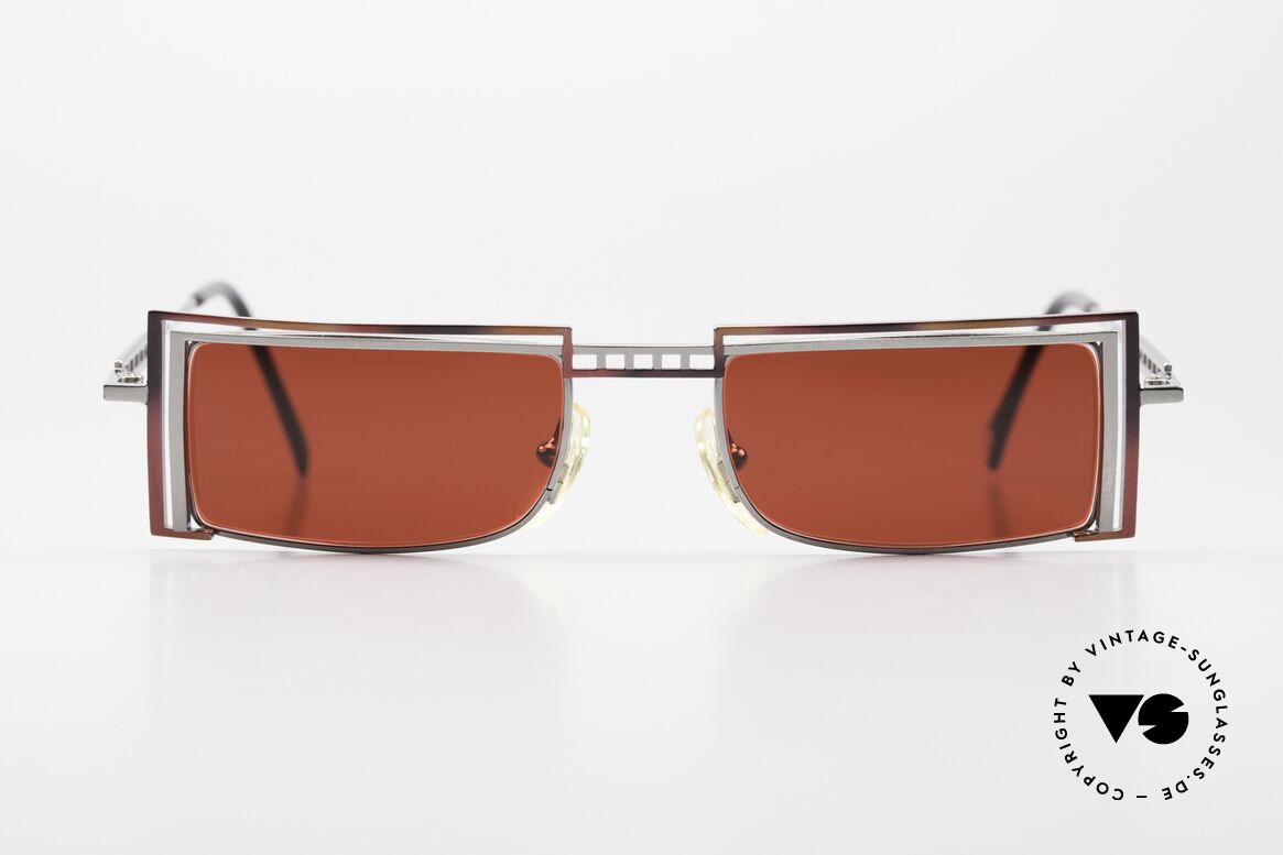 Casanova LC5 Square Gaudy 3D Red Lenses, interesting 1980'/90's vintage sunglasses from Italy, Made for Men and Women