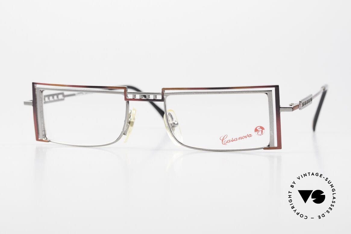 Casanova LC5 Square Frame Belle Epoque, rare Casanova frame, mod. LC-5, size 46/20, col. 01, Made for Men and Women