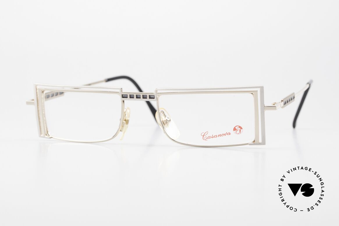 Casanova LC5 Square Eyeglass-Frame 90's, rare Casanova frame, mod. LC-5, size 46/20, col. 02, Made for Men and Women