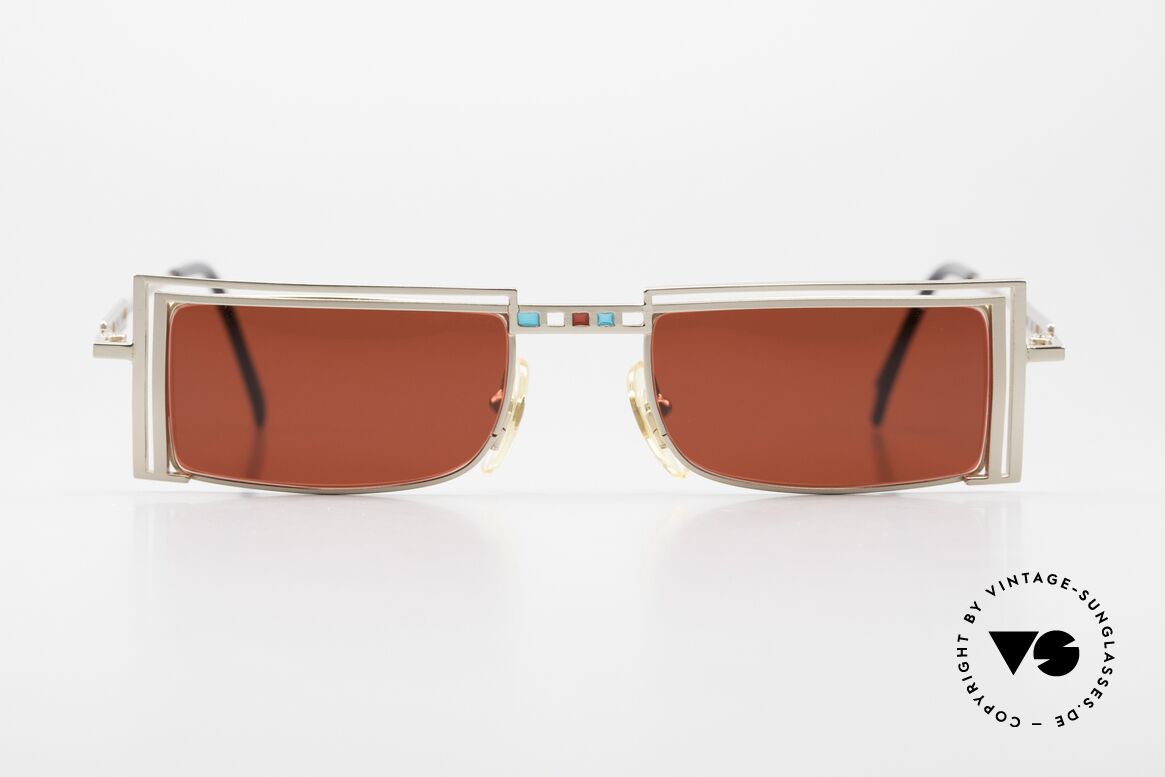 Casanova LC5 Square Frame 3D Red Lenses, interesting 1980'/90's vintage sunglasses from Italy, Made for Men and Women