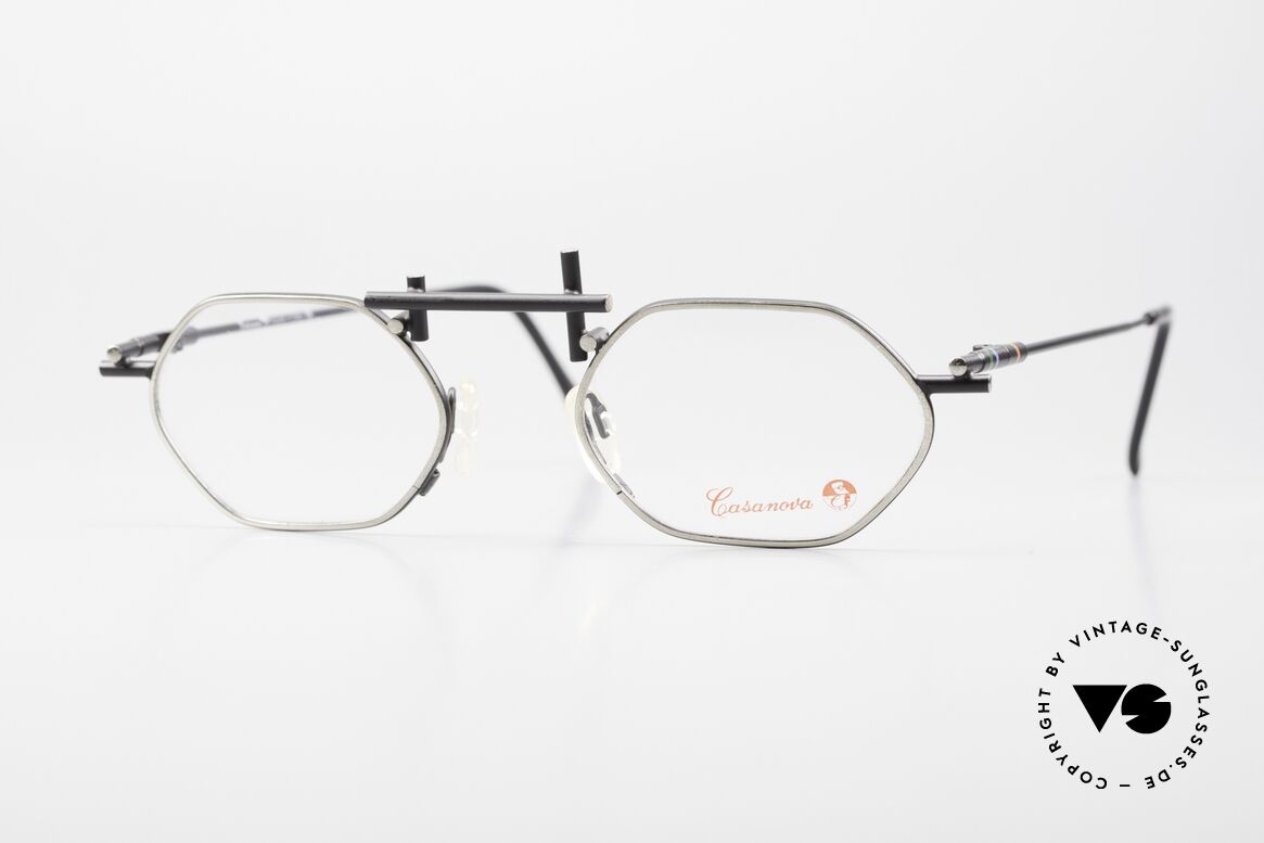 Casanova RVC5 Modern Art Eyeglasses 90's, Casanova eyeglasses, mod. RVC5, size 48/20, col. 02, Made for Men and Women