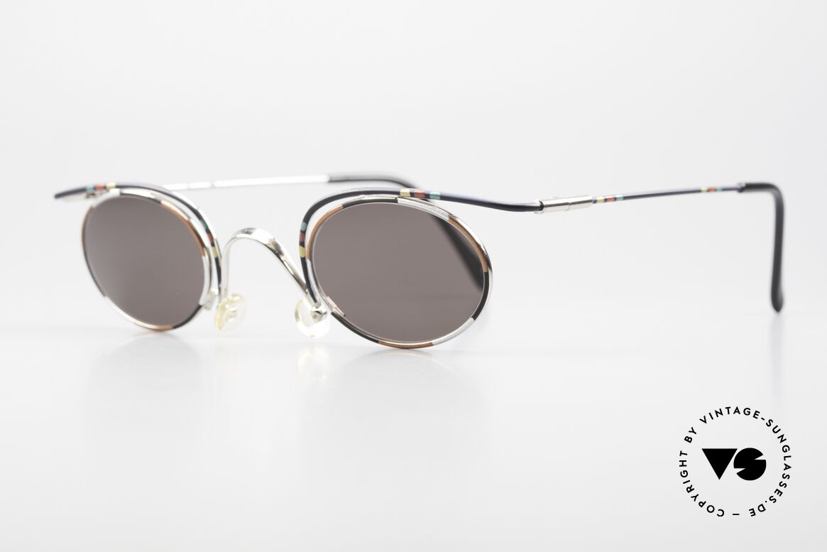 Casanova LC31 Crazy Oval Shades 80's 90's, interesting frame in silver/black with colorful pattern, Made for Men and Women