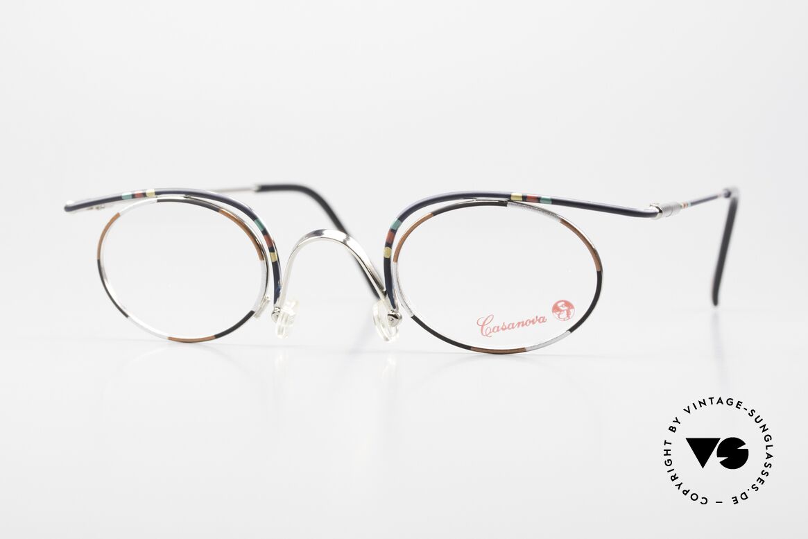 Casanova LC31 Crazy Oval Eyeglasses 90's, oval CASANOVA LC-31 eyeglasses, size 42/30, col. 02, Made for Men and Women