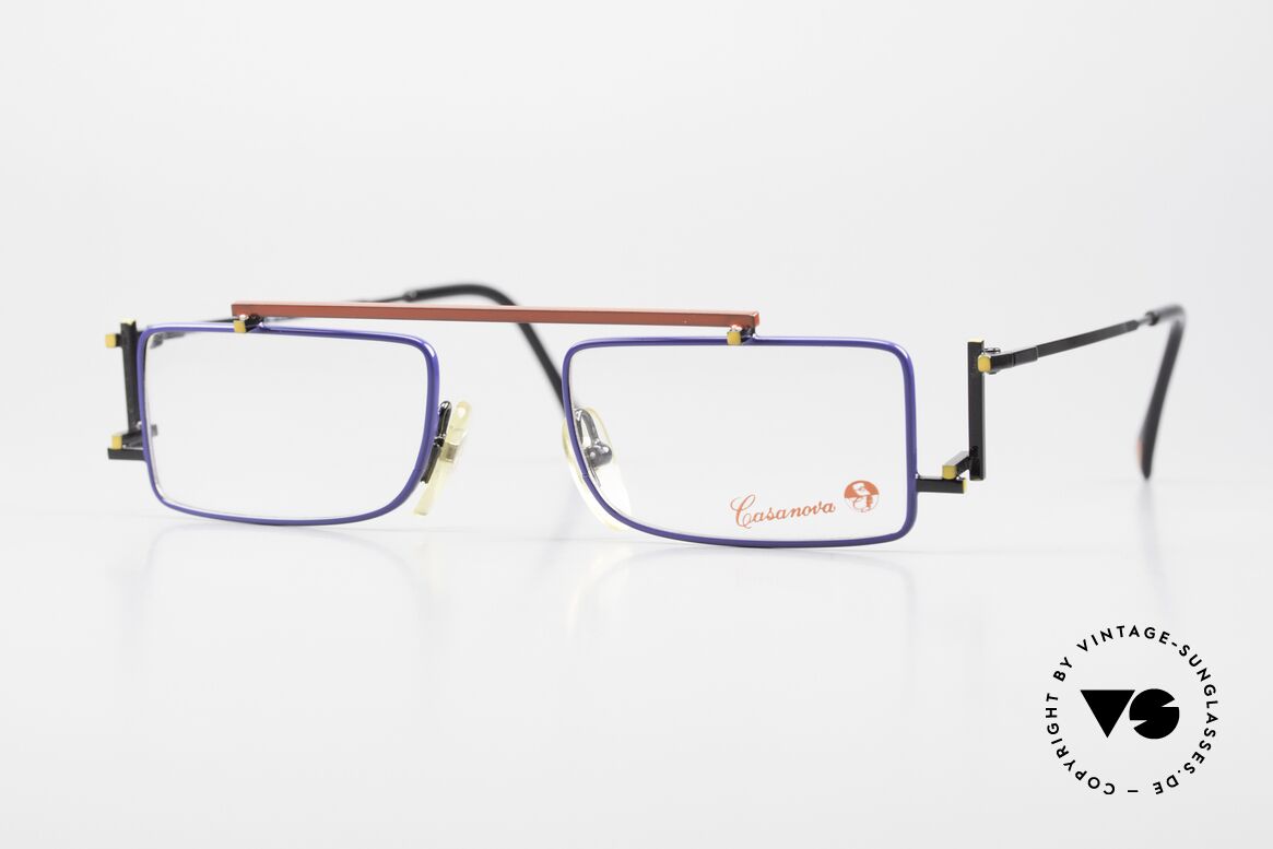 Casanova RVC3 Red And Blue Chair Glasses, Casanova eyewear, model RVC-3, size 48/22, col. 01, Made for Men and Women