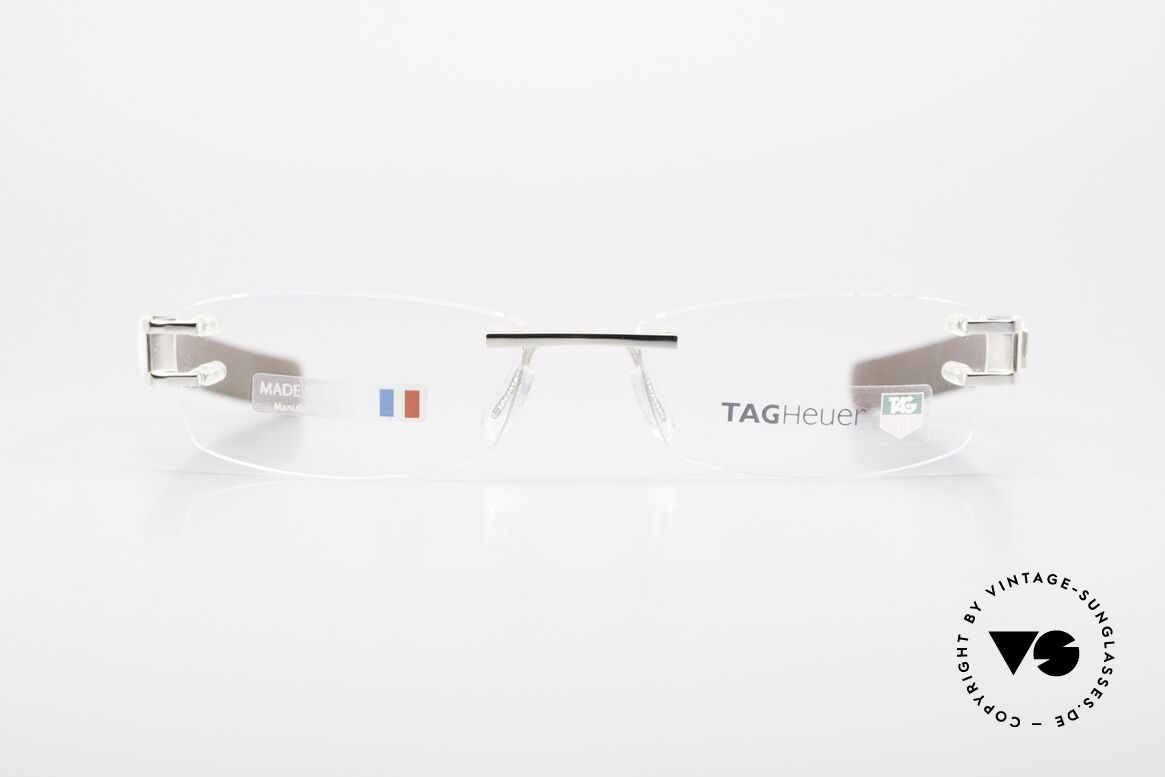 Tag Heuer L-Type 0116 Rimless Frame Leather Temples, Tag Heuer L-Type glasses, model 0116 in size 54-17, Made for Men