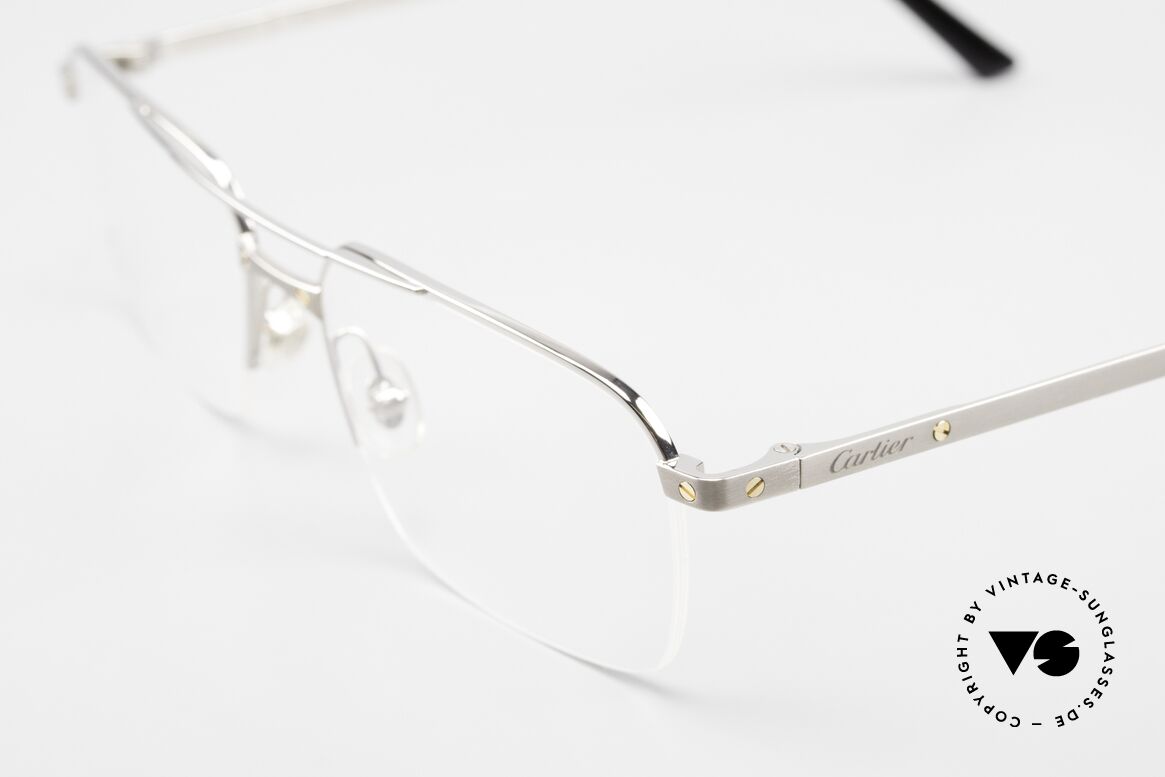 Cartier Semi T-Eye Titanium Frame Semi Rimless, Model T8100936, in size 56/18, platinum-plated, Made for Men